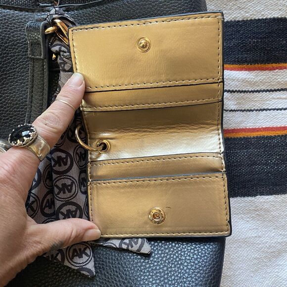 Anne Klein Large Shoulder Bag Tote. Black. Bandana & keychain Wallet. Pleather. - Picture 4 of 16